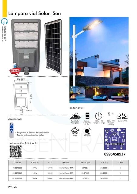 Luminaria Vial Solar Recargable 003